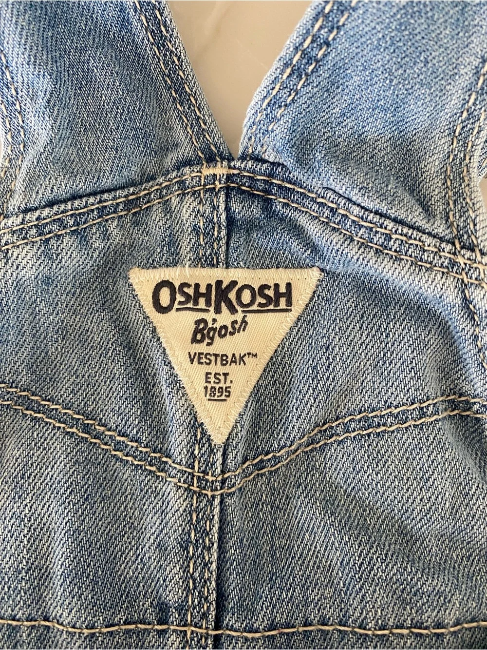 OshKosh B'gosh Denim Jumper Overall White Eyelet Lace Dress 6M